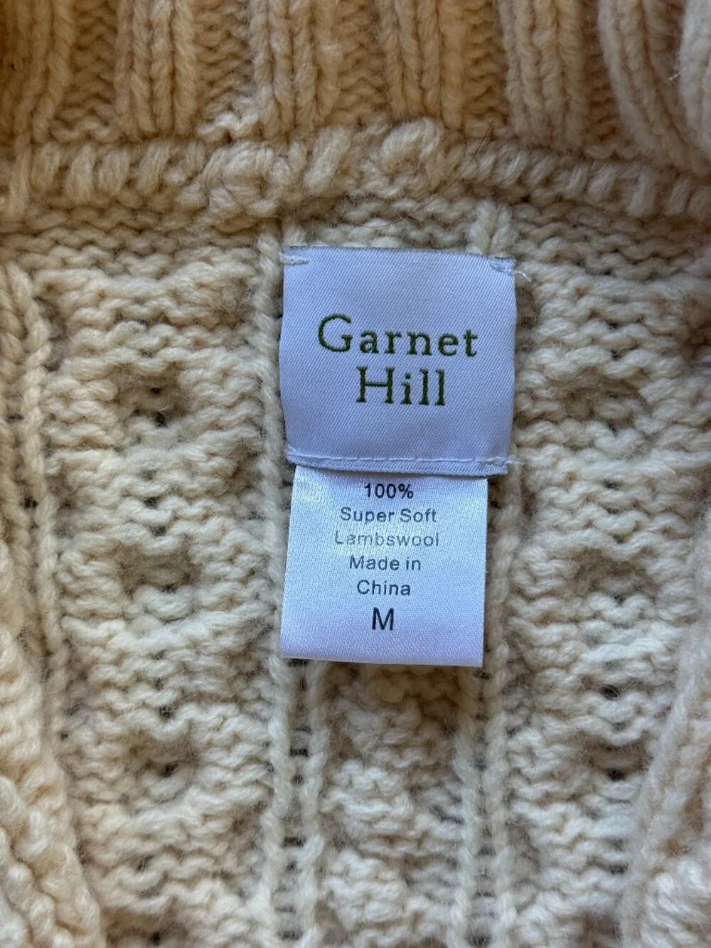 Garnet Hill Cream Fisherman's Cardigan Sweater - Picture 4 of 9